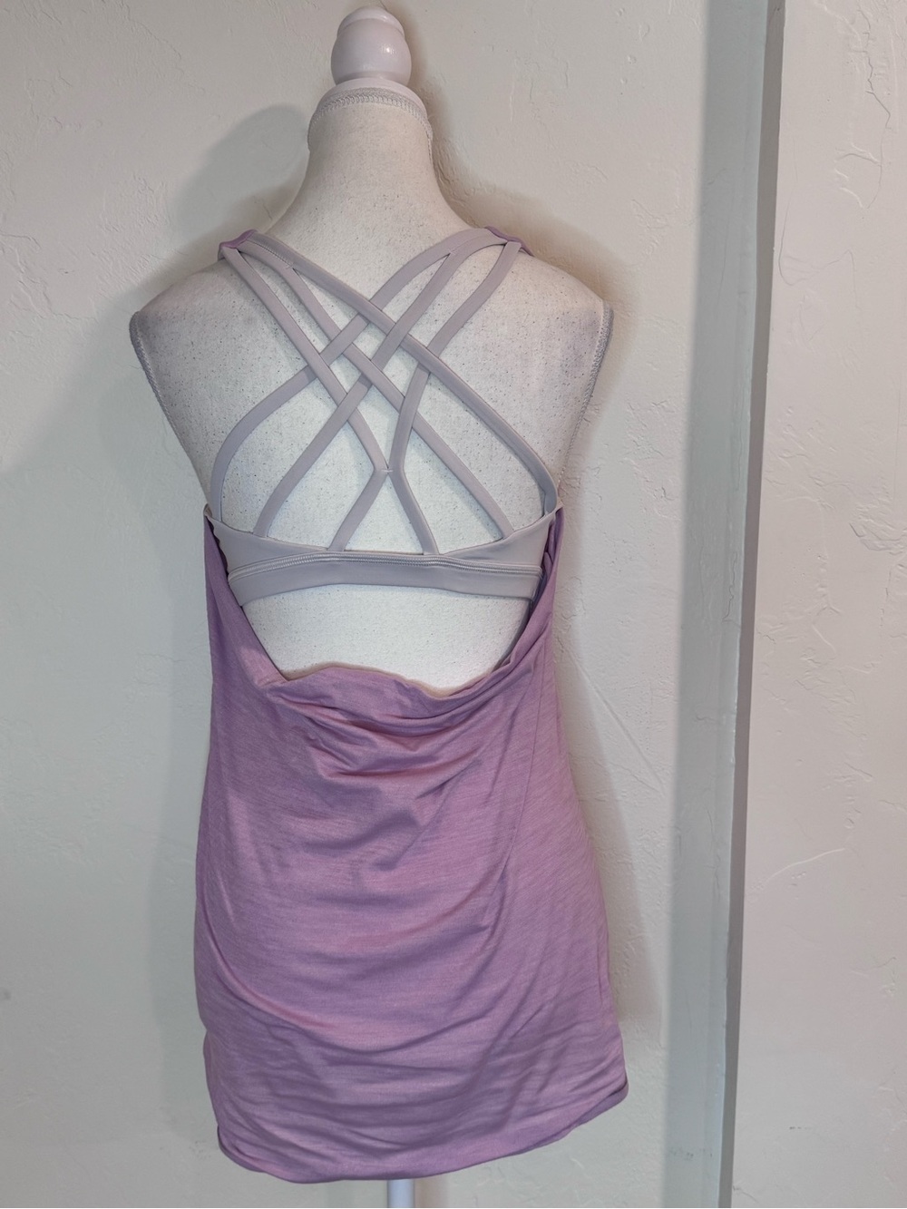 Lululemon Slay the Studio Tank Top Lavender Open Back Strappy Built-In Bra Yoga